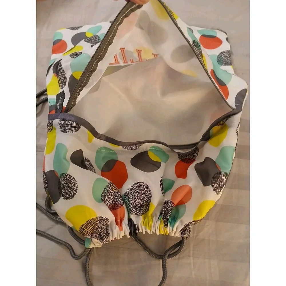 Thirty-one School Gym Bag Draw String Canvas Polka Dots Personalized‎ Name Allie